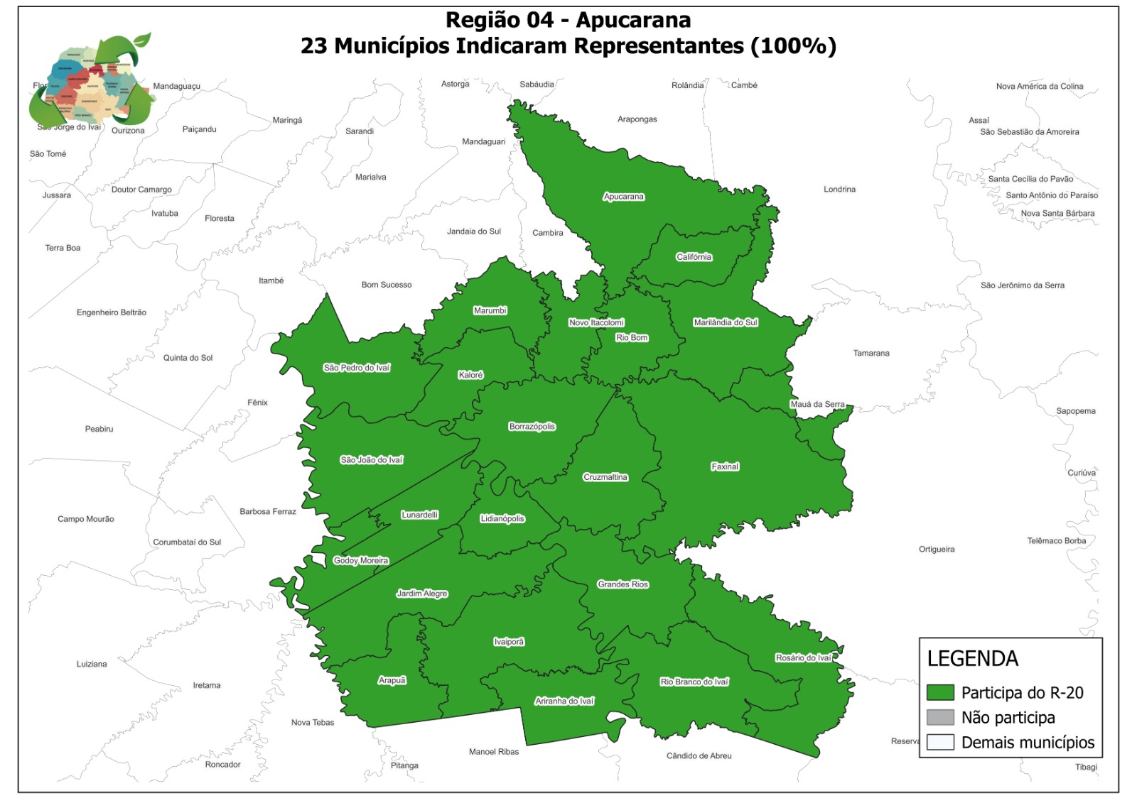 Mapa da região de Apucarana