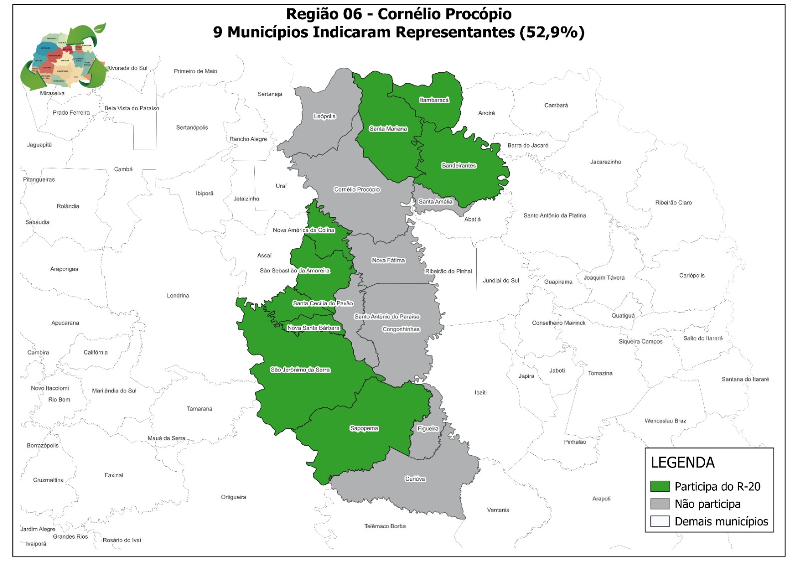 Mapa da região de Cornélio Procópio