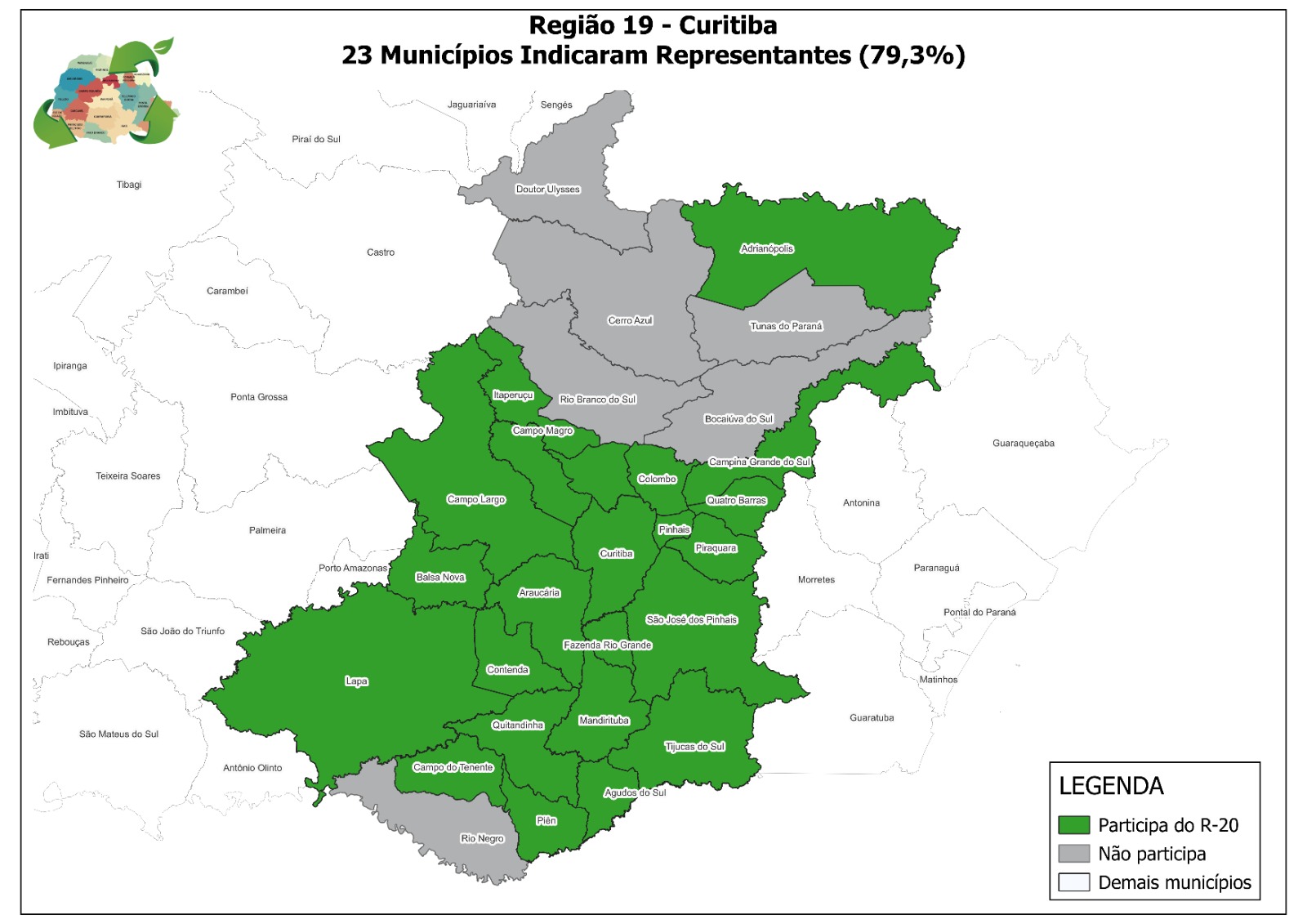 Mapa da região de Curitiba