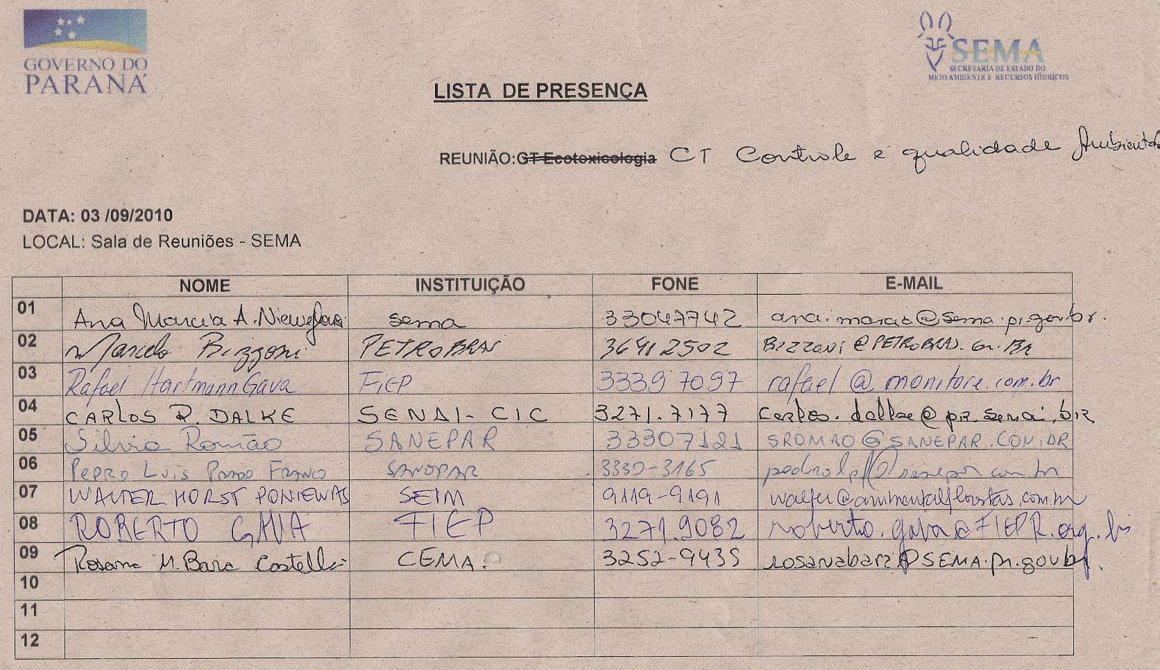 Lista de Presença