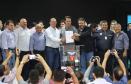 O governador Carlos Massa Ratinho Junior afirmou nesta sexta-feira (12), em encontro com prefeitos de cidades da região Norte, realizado na ExpoLondrina, que o programa de transferência da sede administrativa para cidades do interior fortalece a presença do governo junto à população e agiliza o encaminhamento das demandas regionais.  -  Londrina, 12/04/2019  -  Foto: Rodrigo Félix Leal/ANPr