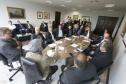 Os secretários Chefe da Casa Civil Valdir Rossoni, da Casa Militar, cel. Adilson Castilho Cassitas e do Meio Ambiente e Recursos Hídricos, Antonio Carlos Bonetti,durante  reunião preparatória para a Operação Verão- 2017,  com prefeitos do litoral.Curitiba, 11-10-16.Foto: Arnaldo Alves / ANPr.