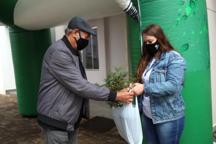Mais de 800 kg de arroz e feijão foram arrecadados nesta quinta-feira (24), em troca de mudas de jabuticaba no sistema drive-thru no município de Pitanga, na região Central do Estado. A ação foi planejada pelo Escritório Regional do Instituto Água e Terra (IAT) e contou com apoio da prefeitura municipal. - Foto: IAT