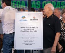 Francisco Beltrão, 13 de dezembro de 2024 - O governador Carlos Massa Ratinho Jr., inaugura obra de condenção de cheias e anuncia melhorias.