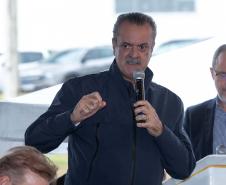 Francisco Beltrão, 13 de dezembro de 2024 - O governador Carlos Massa Ratinho Jr., inaugura obra de condenção de cheias e anuncia melhorias.