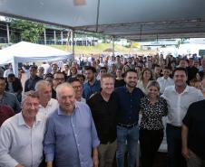 Francisco Beltrão, 13 de dezembro de 2024 - O governador Carlos Massa Ratinho Jr., inaugura obra de condenção de cheias e anuncia melhorias.