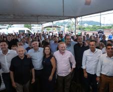 Francisco Beltrão, 13 de dezembro de 2024 - O governador Carlos Massa Ratinho Jr., inaugura obra de condenção de cheias e anuncia melhorias.