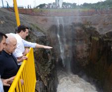 Francisco Beltrão, 13 de dezembro de 2024 - O governador Carlos Massa Ratinho Jr., inaugura obra de condenção de cheias e anuncia melhorias.