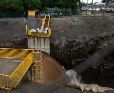 Francisco Beltrão, 13 de dezembro de 2024 - O governador Carlos Massa Ratinho Jr., inaugura obra de condenção de cheias e anuncia melhorias.