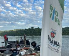 Ação de soltura de 50 mil peixes nativos na represa de Salto Osório, no Rio Iguaçu, no município de Sulina.