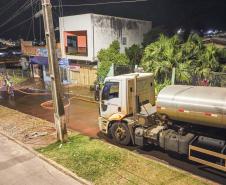 Caminhões hidrojatos ajudam na limpeza de Rio Bonito do Iguaçu