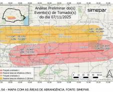 Laudo técnico final do Simepar eleva classificação de tornados que atingiram 11 cidades do Paraná
