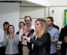 Em solenidade na Câmara Municipal de Francisco Beltrão, neste sábado (30), a governadora Cida Borghetti anunciou R$ 87 milhões para obras de infraestrutura a ações na região Sudoeste. Dos recursos, R$ 76,6 milhões fazem parte do Programa Estadual de Recuperação e Conservação de Estradas, que tem R$ 1,5 bilhão para melhorias na malha rodoviária estadual.-. Francisco Beltrão,30/06/2018 Foto:Jaelson Lucas / ANPr