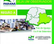 A Secretaria de Estado do Meio Ambiente e Recursos Hídricos abriu vagas de observadores para a Conferência Estadual do Meio Ambiente, que será realizada nesta quinta e sexta-feira (5 e 6), em Foz do Iguaçu. Divulgação