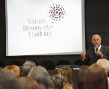 O secretário do Meio Ambiente e Recursos Hídricos, Luiz Eduardo Cheida, no Fórum Desenvolve Londrina - Fórum Permanente de Planejamento Estratégico para o Desenvolvimento Sustentável de Londrina. Foto: Wesley Manini