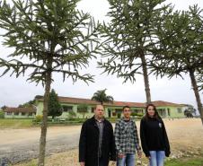 ESTRADAS COM ARAUCÁRIAS. N/F: prof. Heitor, com os alunos Diogo Claudino e Jaqueline Aparecida Portes.Lapa, 25-06-15.Foto: arnaldo Alves / ANPr.