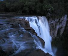 Monumento Estadual Salto São João, em Prudentópolis. N/F: secretário do Meio Ambiente e Recursos Hídricos, Ricardo Soavinski e Guilherme Vasconcellos, Diretor de Unidade de Conservação do IAP.Prudentópolis, 08-10-15.Foto: Arnaldo Alves / ANPr.