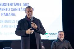 Começou nesta terça-feira (27/8), em Curitiba, o maior evento do ano para integração e disseminação de conhecimento entre técnicos da  Companhia de Saneamento do Paraná (Sanepar) e do Instituto Água e Terra (IAT).  Na foto, o secretário de Estado de Desenvolvimento Sustentável, Everton Souza