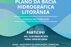 Consultas Públicas sobre o enquadramento e o Plano da Bacia Hidrográfica Litorânea serão realizadas no próximo mês em Paranaguá