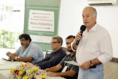 O Secretário de Meio Ambiente e Recursos Hídricos do Paraná, Luiz Eduardo Cheida fez a abertura da Oficina de apresentação e articulação do Projeto "Biodiversidade e Mudanças Climáticas na Mata Atlântica", a oficina está sendo realizada no hotel Camboa em Paranaguá e vai de 26 a 27 de novembro de 2013.// Na foto Secretário Luiz Eduardo Cheida.// Foto Denis Ferreira Netto.