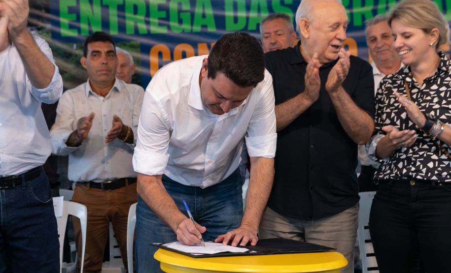 Francisco Beltrão, 13 de dezembro de 2024 - O governador Carlos Massa Ratinho Jr., inaugura obra de condenção de cheias e anuncia melhorias.