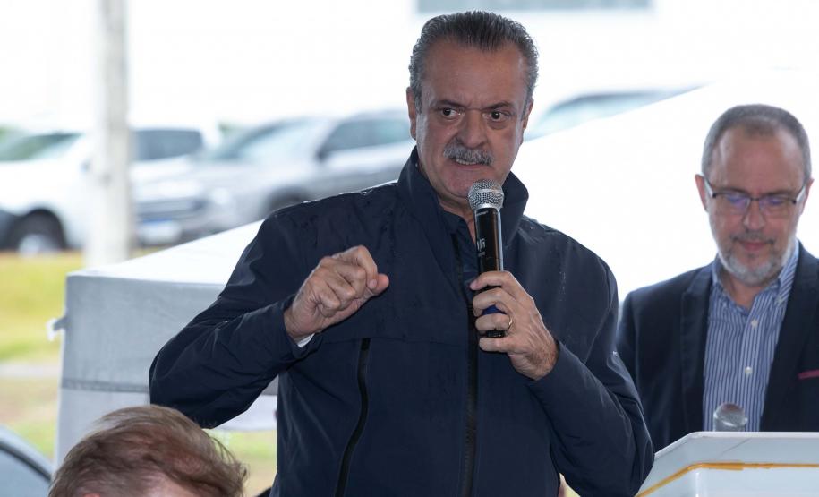 Francisco Beltrão, 13 de dezembro de 2024 - O governador Carlos Massa Ratinho Jr., inaugura obra de condenção de cheias e anuncia melhorias.