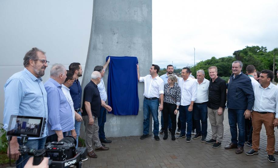 Francisco Beltrão, 13 de dezembro de 2024 - O governador Carlos Massa Ratinho Jr., inaugura obra de condenção de cheias e anuncia melhorias.