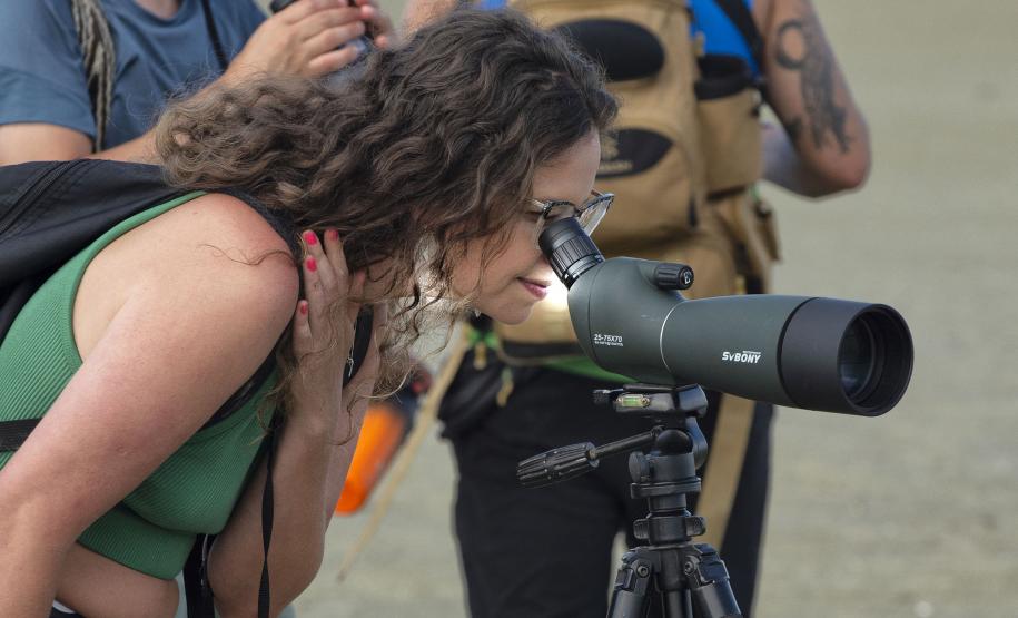 Grupo com dez pessoas participou da primeira edição do projeto Passarinhar Paraná, nesta sexta-feira (24), na Ilha do Mel