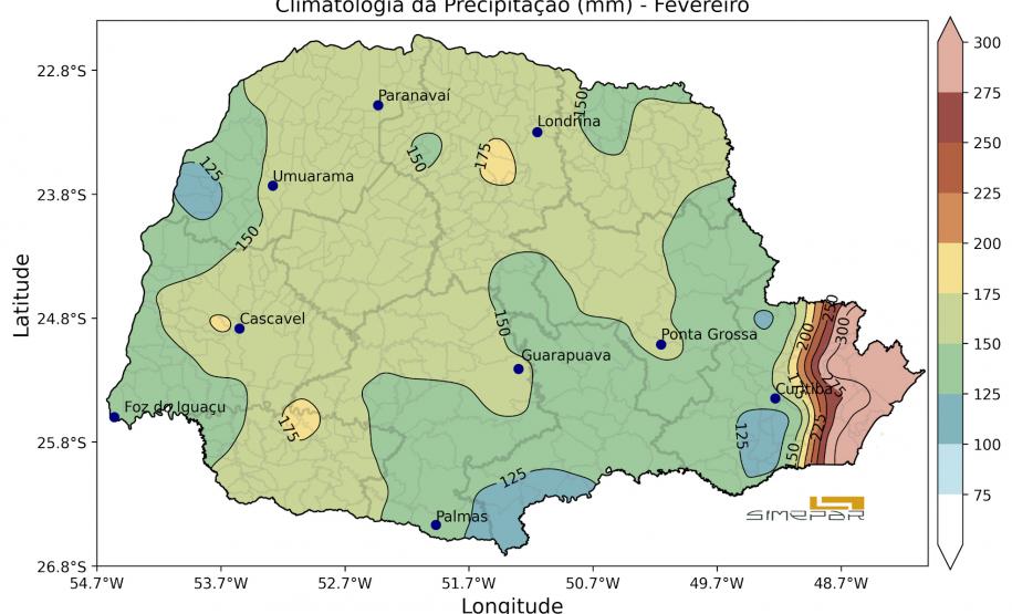 Paranaense pode esperar fevereiro quente e chuvoso, aponta previsão do Simepar