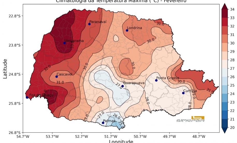Paranaense pode esperar fevereiro quente e chuvoso, aponta previsão do Simepar