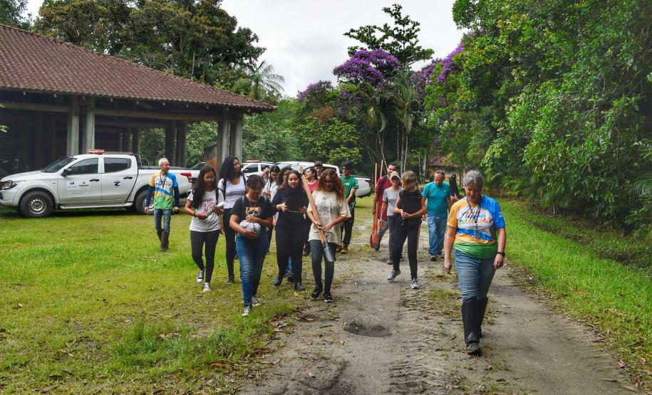 Voluntários participaram da ação de educação ambiental no Parque Estadual do Palmito, em Paranaguá, no Litoral do Paraná