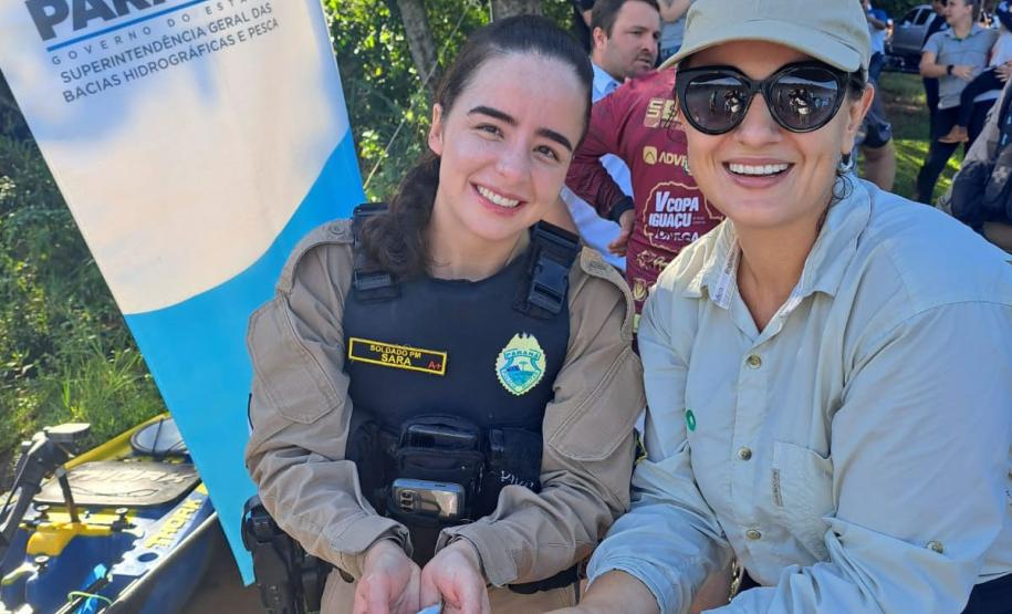 Ação de soltura de 50 mil peixes nativos na represa de Salto Osório, no Rio Iguaçu, no município de Sulina.