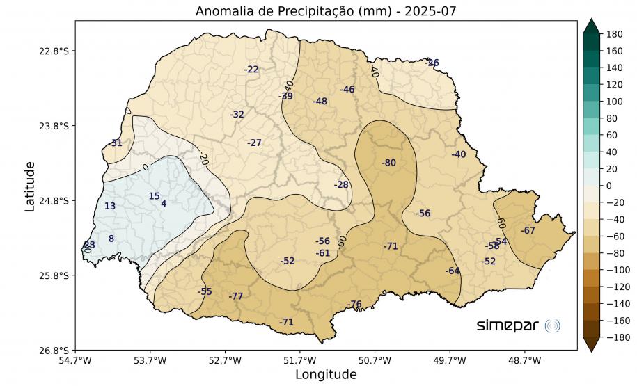 Julho frio e seco: mês teve temperaturas e volume de chuva abaixo da média no Paraná