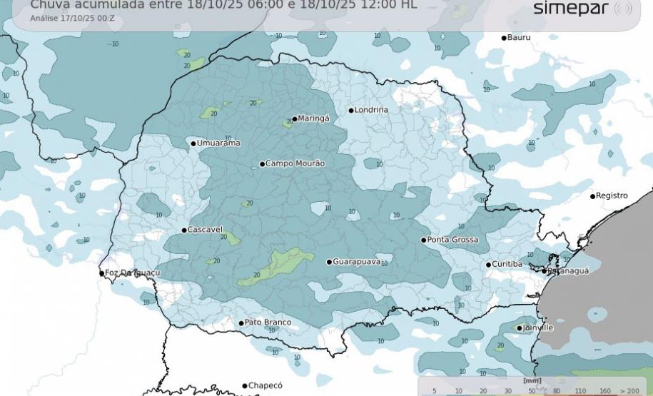 Com nova frente fria, primavera mantém alternância entre chuva, sol e ventos fortes no Paraná
