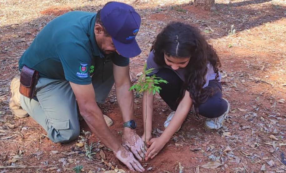 Ação de educação ambiental organizada pelo IAT estimula a troca de roupas infantis e brinquedos novos ou em bom estado por mudas de espécies nativas