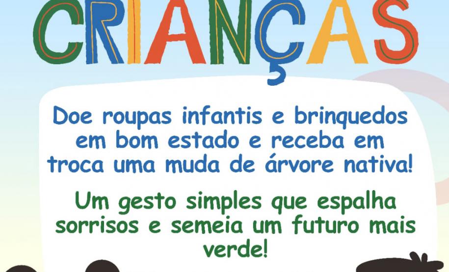 Ação de educação ambiental organizada pelo IAT estimula a troca de roupas infantis e brinquedos novos ou em bom estado por mudas de espécies nativas