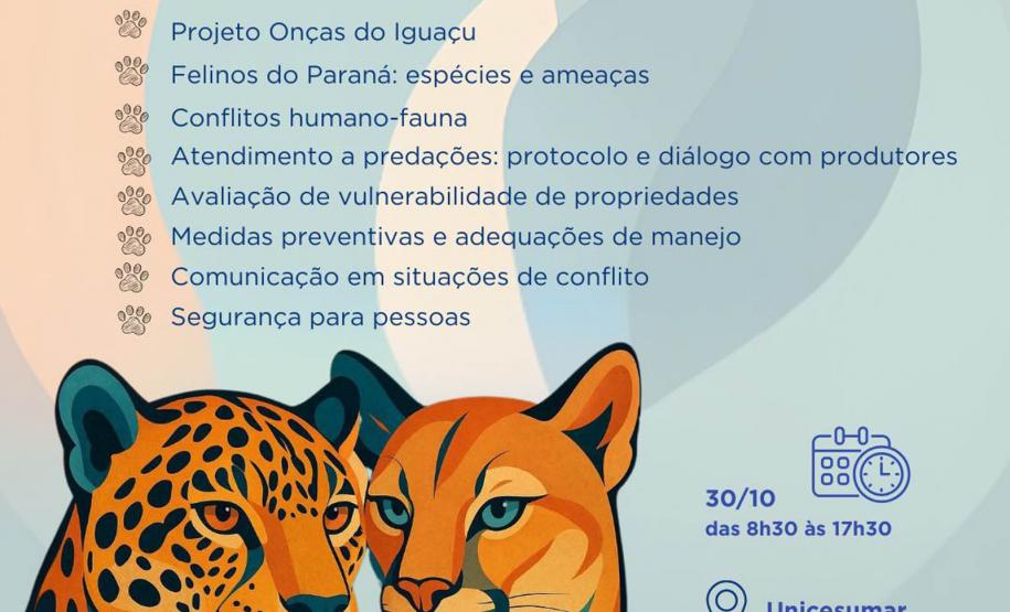 Instituto Água e Terra organiza na quinta-feira (30) o curso intensivo “Atendimento a Ocorrências com Grandes Felinos: Coexistência, Manejo e Prevenção de Conflitos