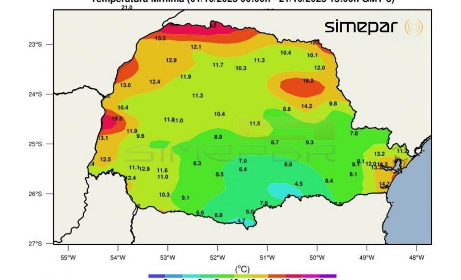 Quatro estações do Simepar batem recorde de frio em outubro de 2025
