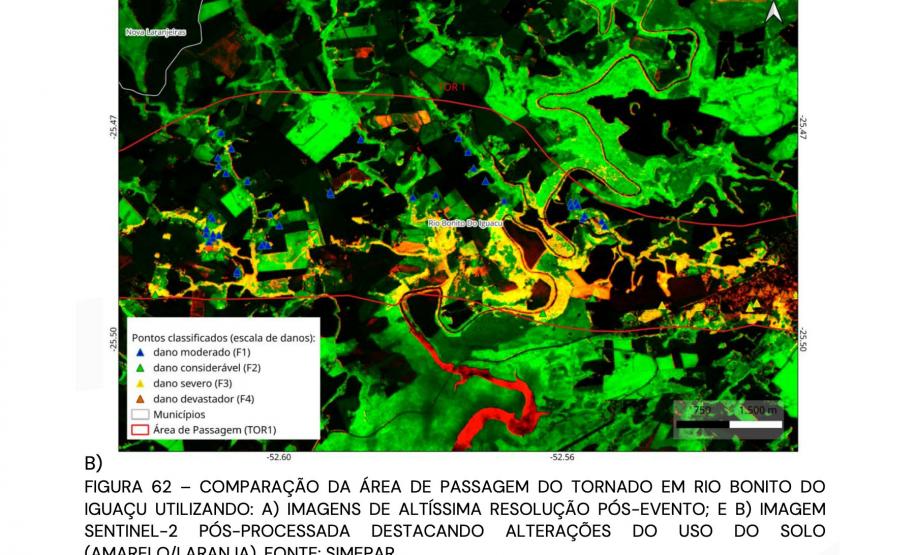 Laudo técnico final do Simepar eleva classificação de tornados que atingiram 11 cidades do Paraná