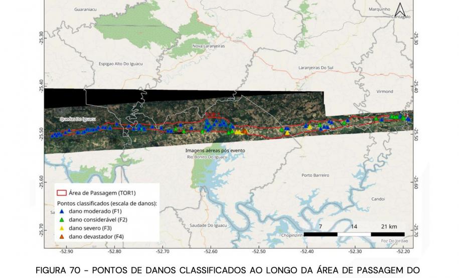 Laudo técnico final do Simepar eleva classificação de tornados que atingiram 11 cidades do Paraná