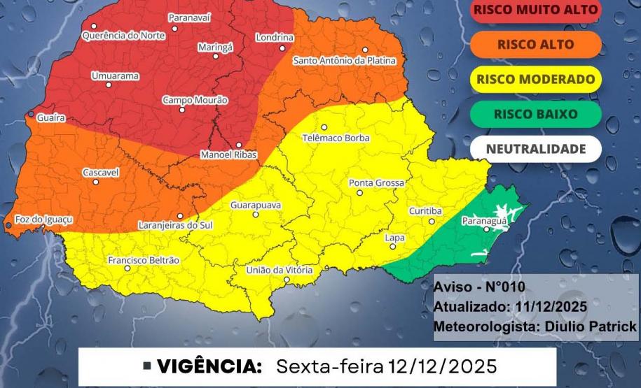 Paraná terá tempestades severas neste fim de semana