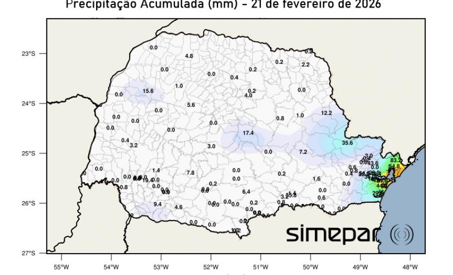 Paraná teve chuvas intensas no fim de semana e previsão indica novas pancadas isoladas