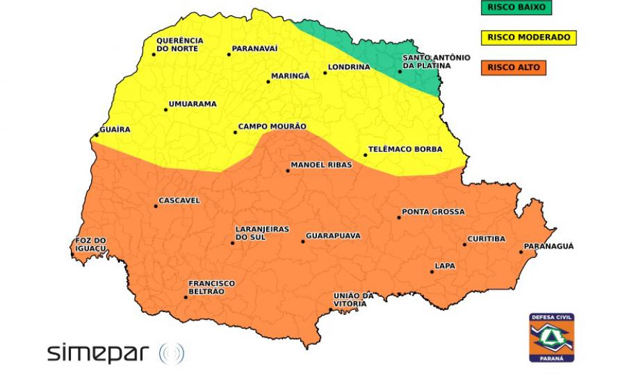 Tempestades com altos volumes de chuva atingem o Paraná no fim de semana, prevê o Simepar