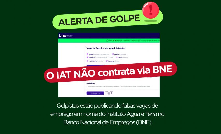IAT alerta para golpe do emprego falso em nome do órgão ambiental