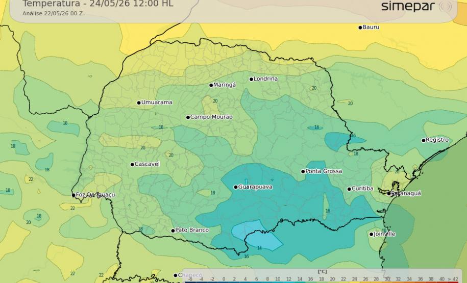 Fim de semana será gelado e com chuva em boa parte do Paraná, prevê Simepar
