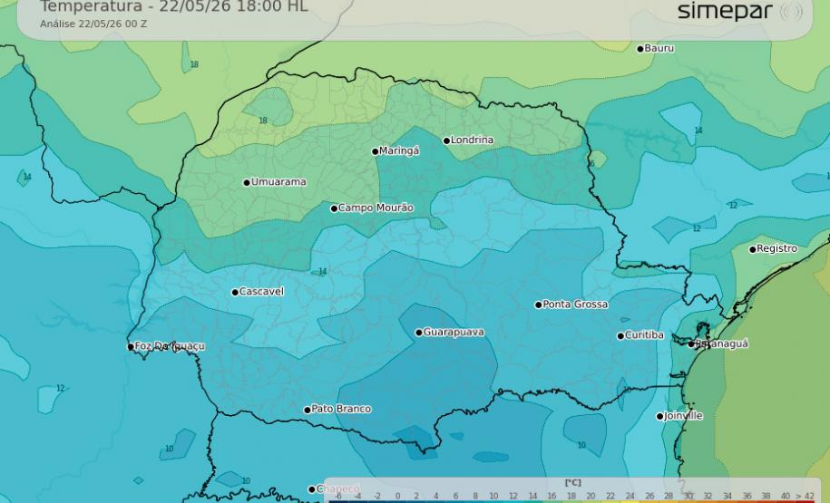 Fim de semana será gelado e com chuva em boa parte do Paraná, prevê Simepar