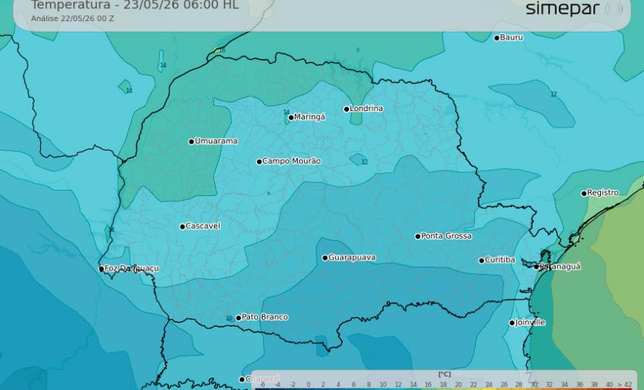 Fim de semana será gelado e com chuva em boa parte do Paraná, prevê Simepar
