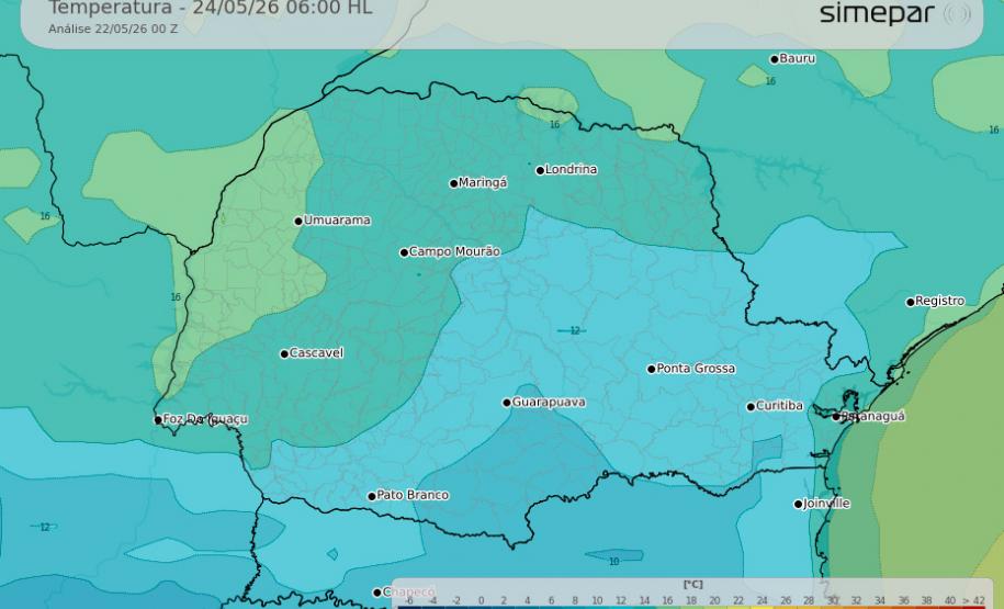 Fim de semana será gelado e com chuva em boa parte do Paraná, prevê Simepar