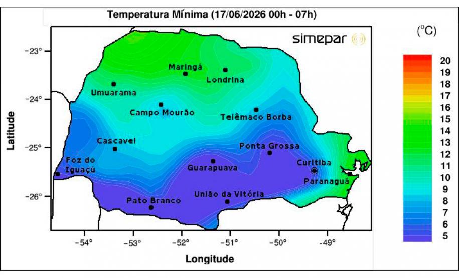 QUARTA-FEIRA AMANHECE COM GEADA E TEMPERATURA NEGATIVA NO PARANÁ
