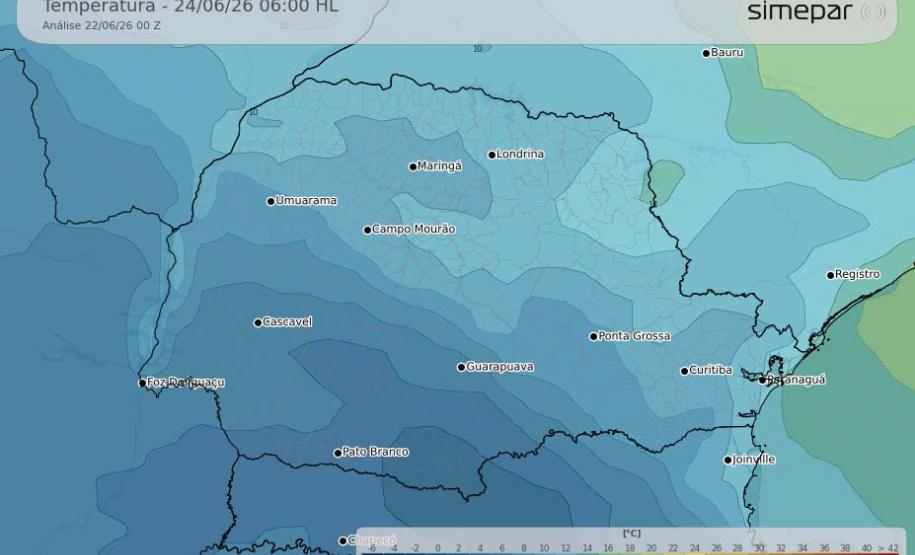 Intensa massa de ar polar derruba as temperaturas no Paraná nesta semana